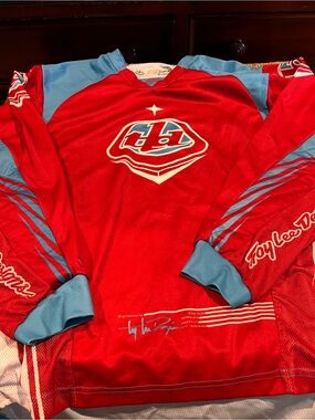 Troy Lee Designs Men's Red & Blue Windbreaker Jersey